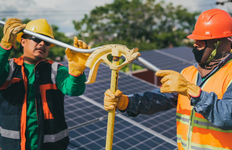 Solar Technicians Working on Site